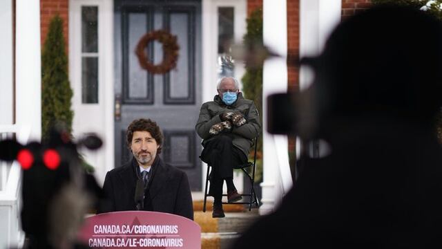 Justin Trudeau hace meme de Bernie Sanders