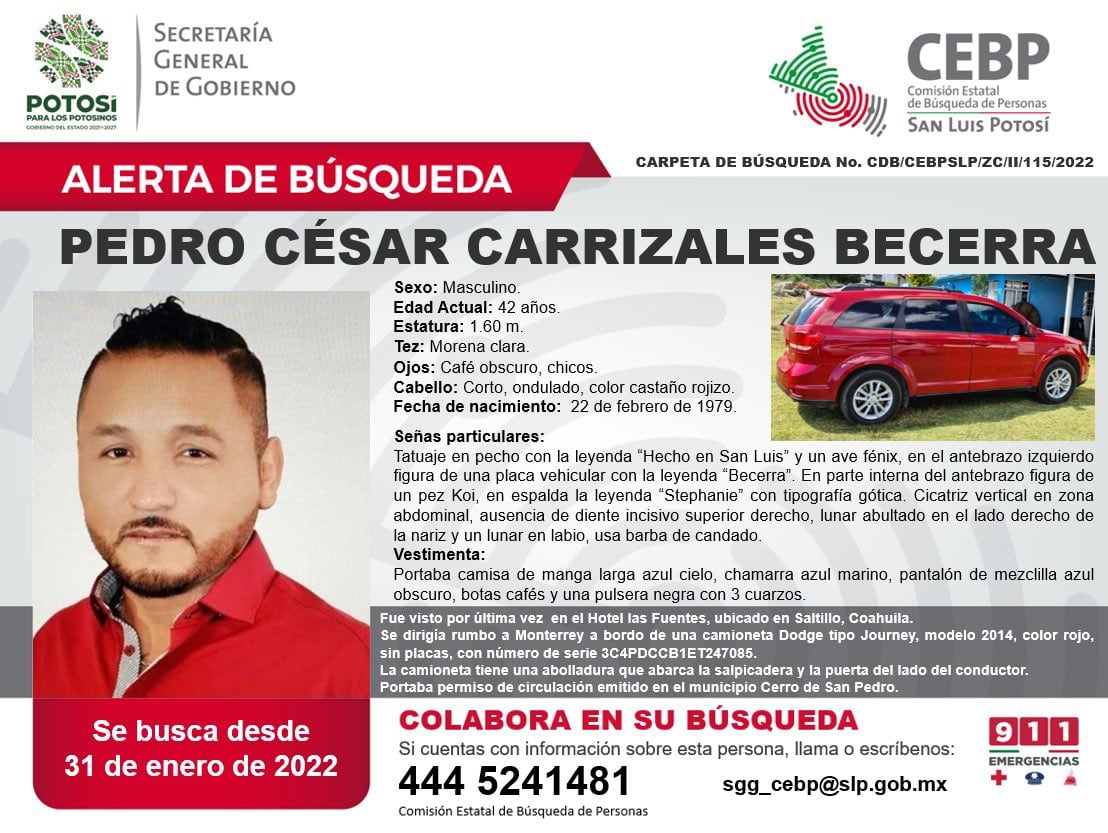 Ficha de búsqueda de Pedro Carrizales "el Mijis"/Twitter