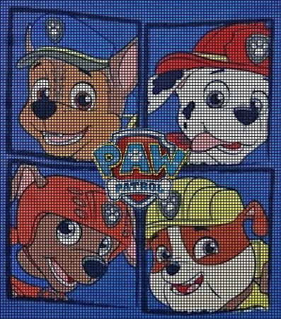 Marshall de Paw Patrol en punto de cruz