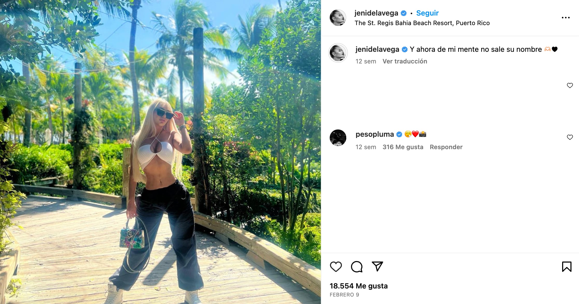 Peso Pluma comentó fotos de Jeni de la Vega