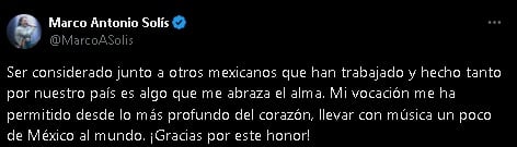 Marco Antonio Solís 'El Buki' agradece que le quieran dar la Belisario Domínguez.