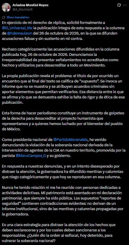 Ariadna Montiel niega reunión con “El Guano”, hermano de “El Chapo” Guzmán