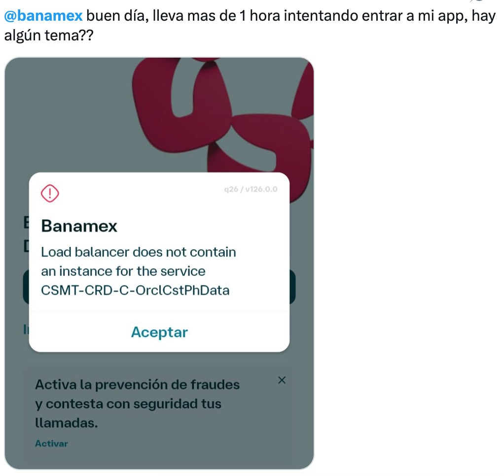 Se registra caída en la app de Banamex este 21 de enero