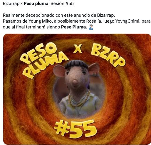 Session 55 de Bizarrap con Peso Pluma desata los memes