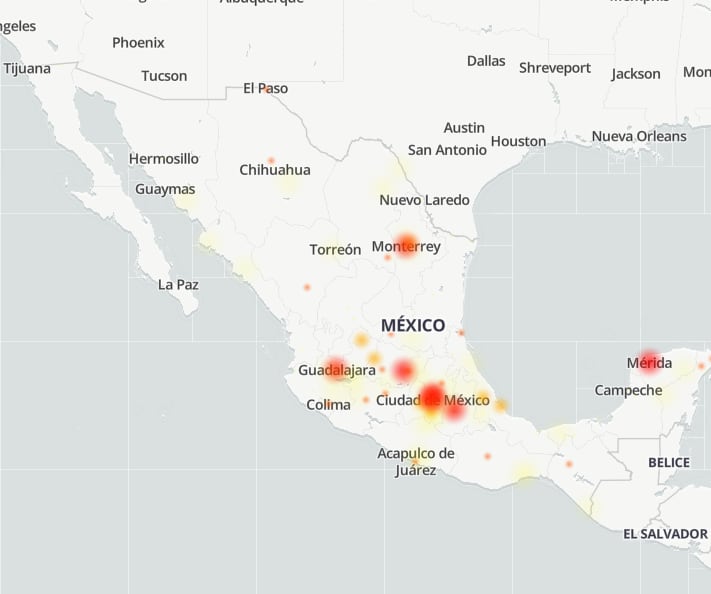 Estados afectados por caída de Twitter, 14 de julio