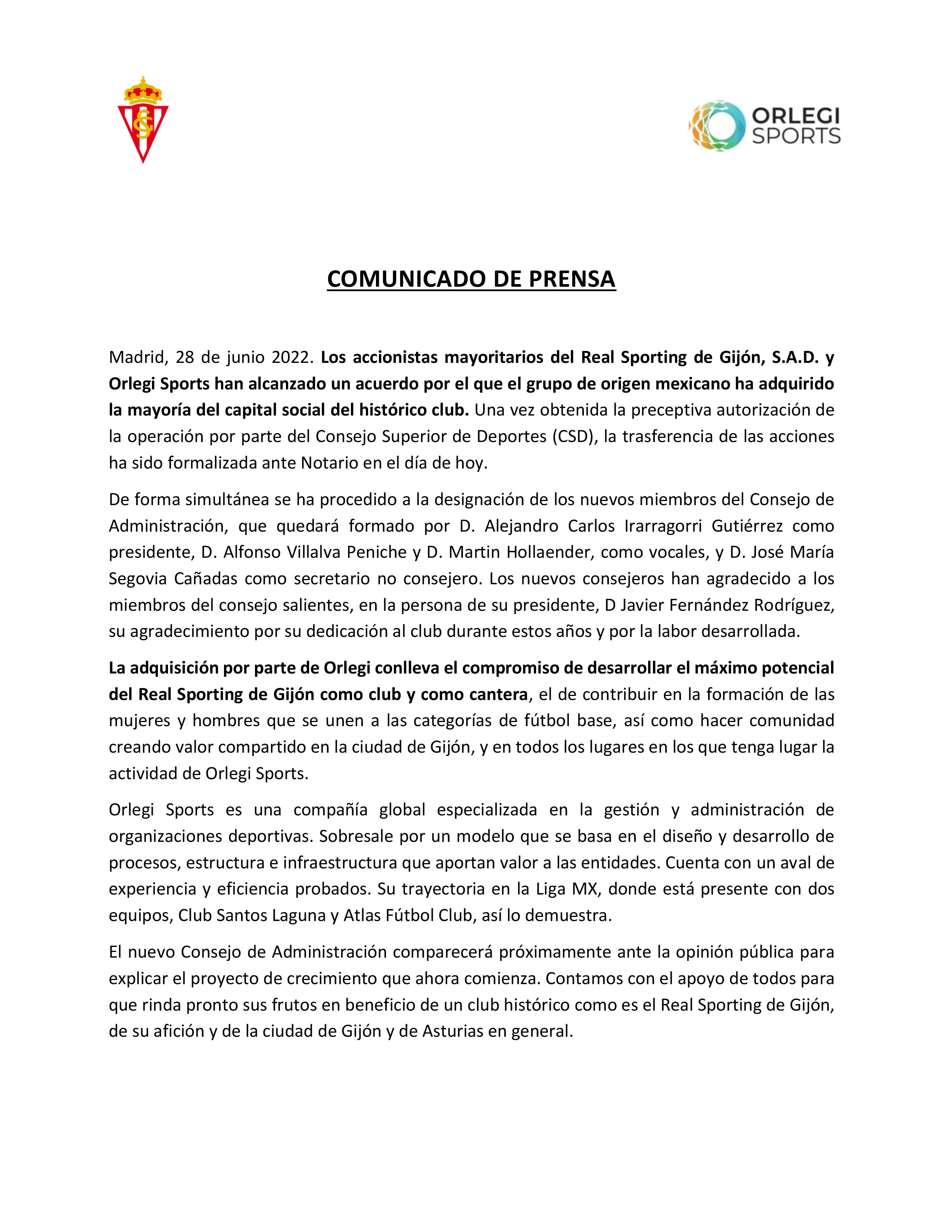 Grupo Orlegi y el Sporting de Gijón
