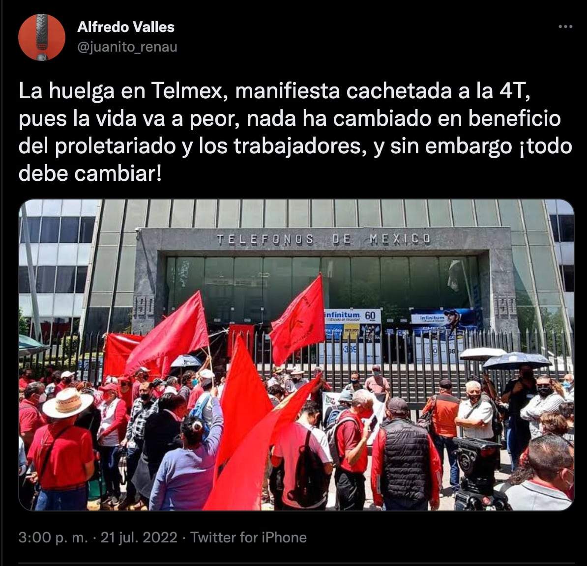 Huelga Telmex: ya ondean las banderas rojinegras en sucursales de todo el país