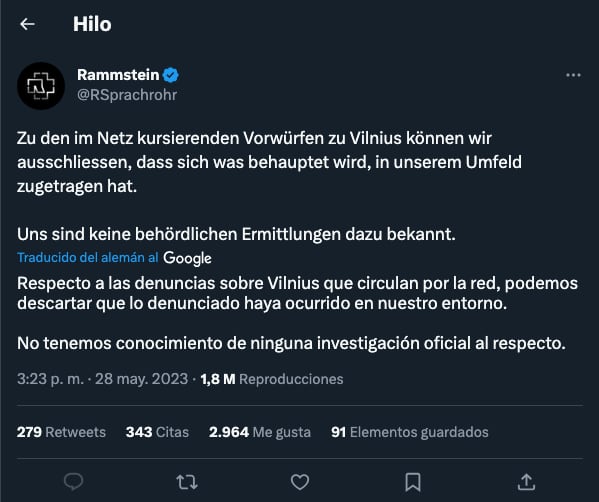Rammstein responde a las acusaciones de abuso sexual por parte de Till Lindemman