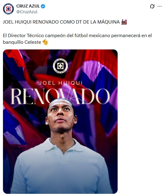 Joel Huiqui fue renovado como DT de Cruz Azul.