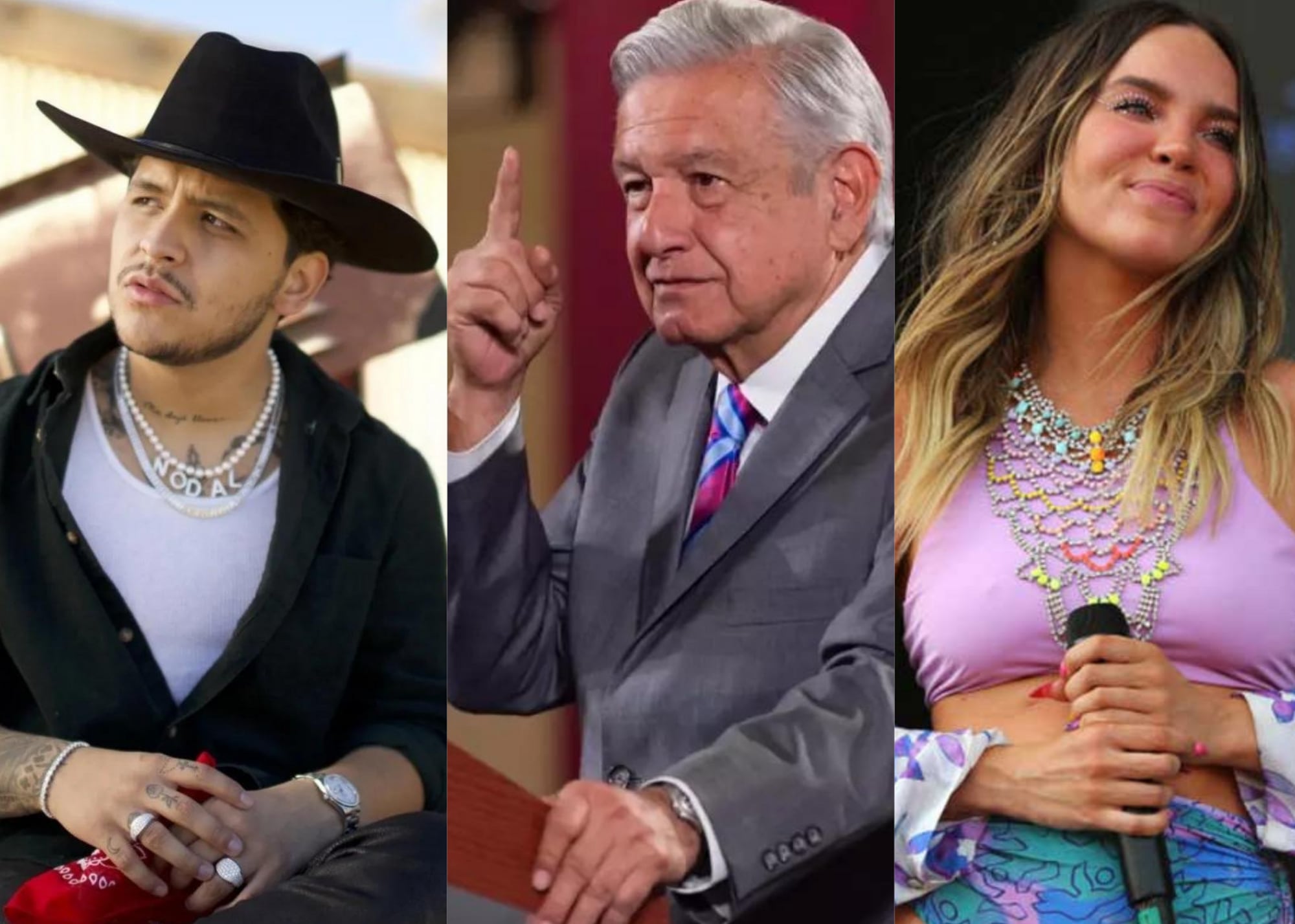 AMLO, Cristian Nodal y Belinda