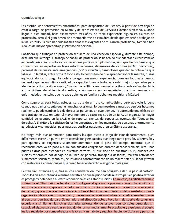Cónsul en Miami exhibe el nulo trabajo de Rutilio Escandón como cónsul general.