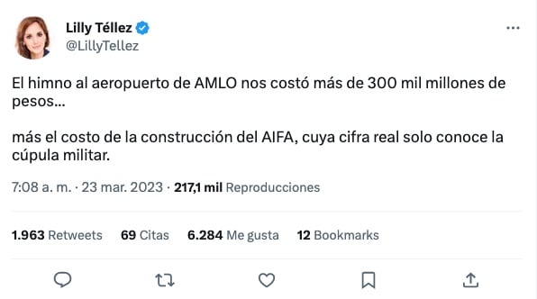 Tuit de Lilly Téllez