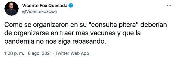 Tuit de Vicente Fox