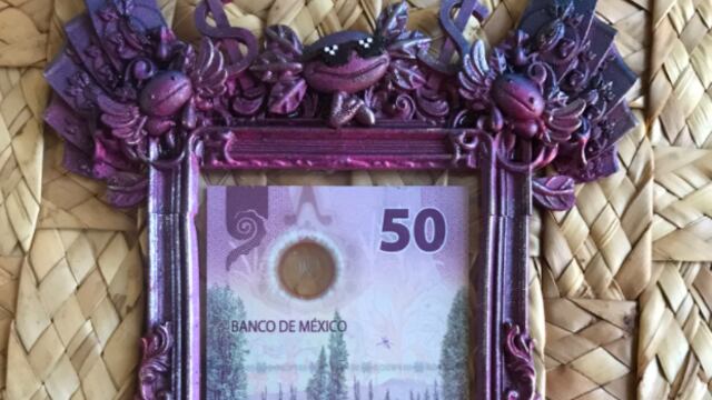 Marco para billetes con ajolotes