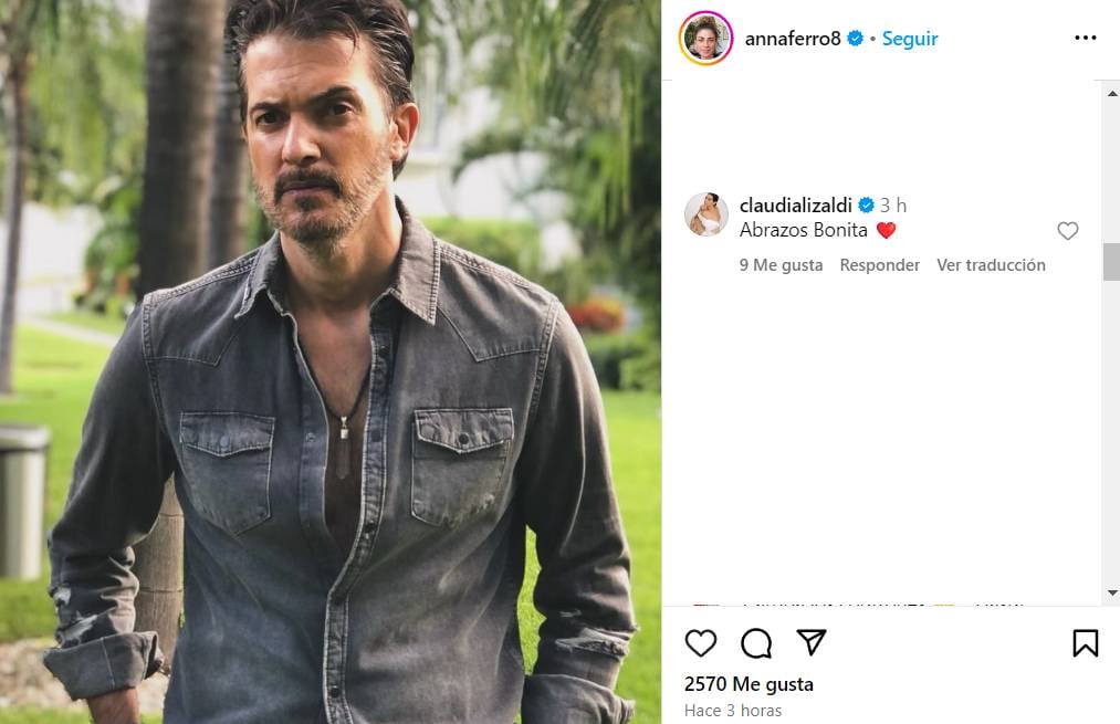 Claudia Lizaldi comentó la publicación de Anna Ferro dedicada a Fernando del Solar