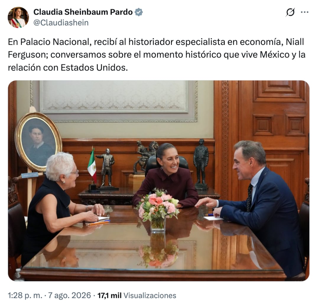 Reunión entre Sheinbaum y Niall Ferguson