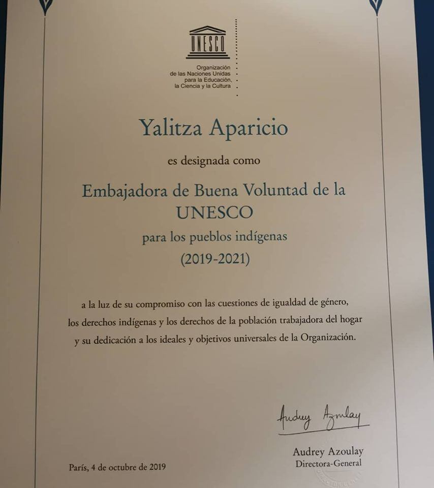 Constancia de la Unesco