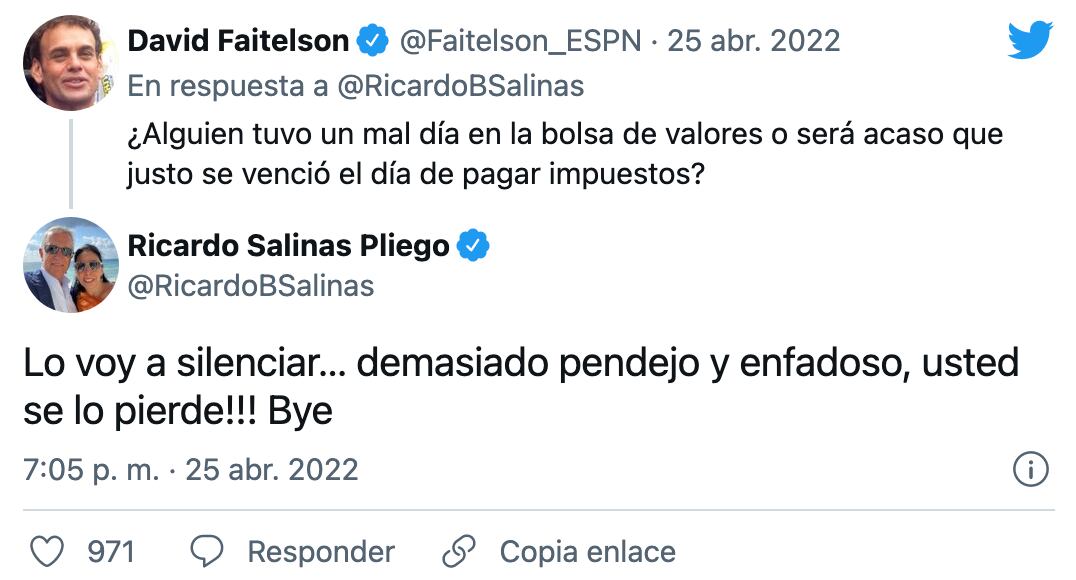 Tuits Salinas Pliego vs David Faitelson