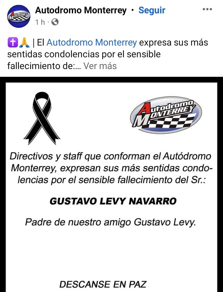 Condolencias por Gustavo Levy Navarro