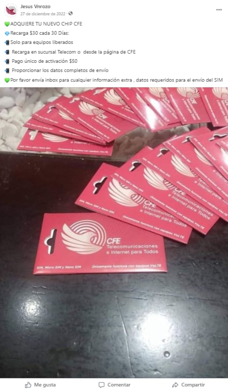 Mercado negro del chip de CFE