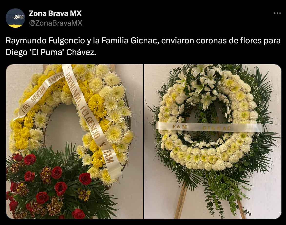 Raymundo Fulgencio y Gignac mandaron coronas de flores al velorio del Puma Chávez