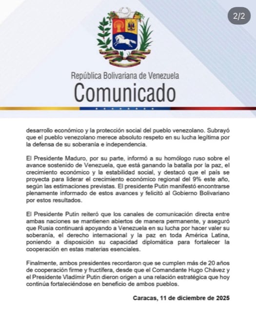 Vladimir Putin y Nicolás Maduro sostienen llamada telefónica