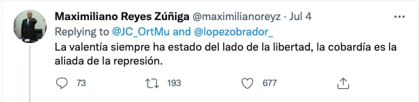 Tuit de Maximiliano Reyes Zúñiga
