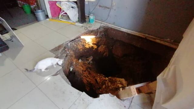 Socavón en casa de Culiacán por narcotúnel