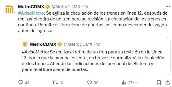 Metro CDMX hoy 22 de enero: Línea 12 colapsada durante la noche