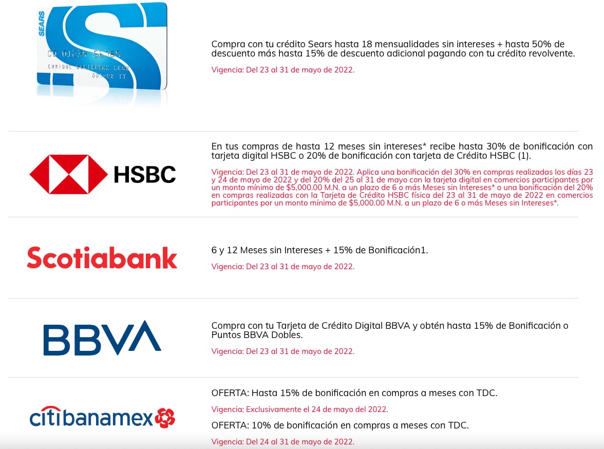 ofertas hot sale sears 2022 /captura de pantalla