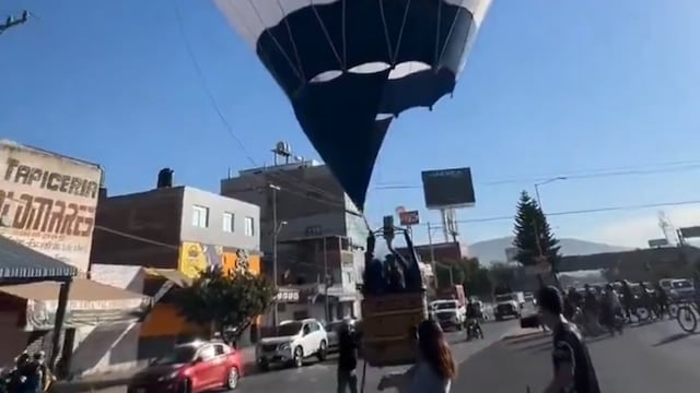 Globo aerostático aterriza de emergencia en una avenida de León