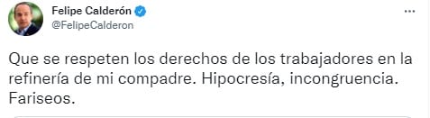 Felipe Calderón critica conflicto en refinería Dos Bocas