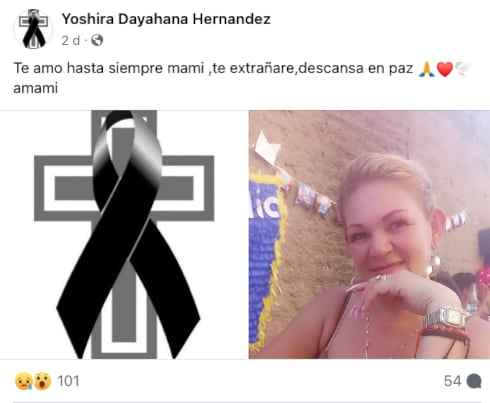 Yoshira Dayahana despide a su madre