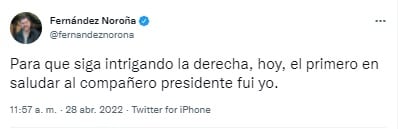 Tuit de Fernández Noroña