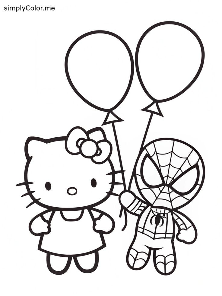 Dibujos de Hello Kitty con su papá para colorear por el Día del Padre