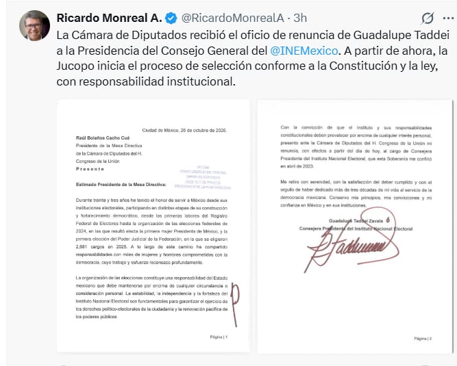 Monreal anticipa el arranque del proceso para elegir al próximo titular del INE