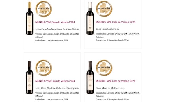 Vinos mexicanos galardonados en Alemania.