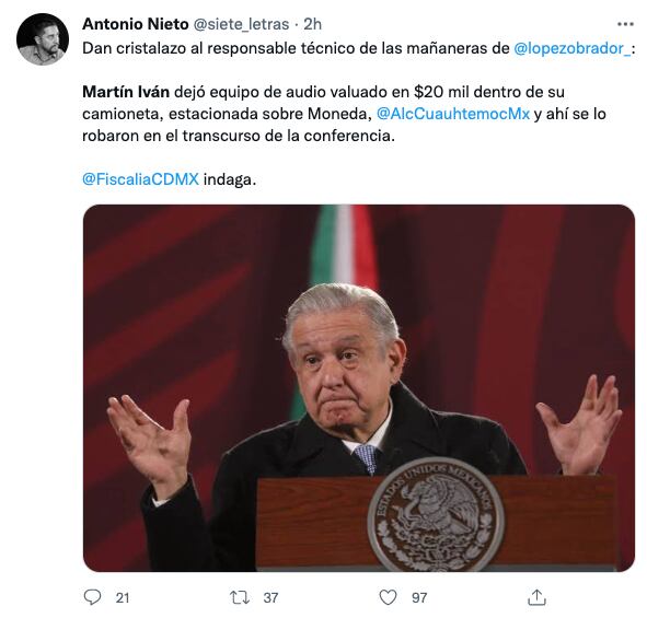 Reportan robo a integrante de conferencias mañaneras de AMLO