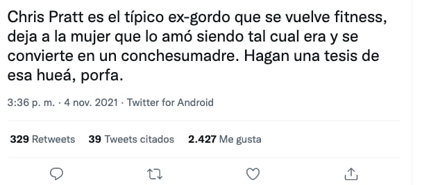 Criticas a Chris Pratt sobre el comentario de su hija