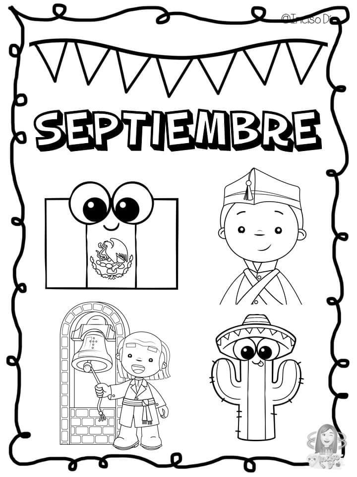 Portadas patrias del 15 de septiembre para colorear