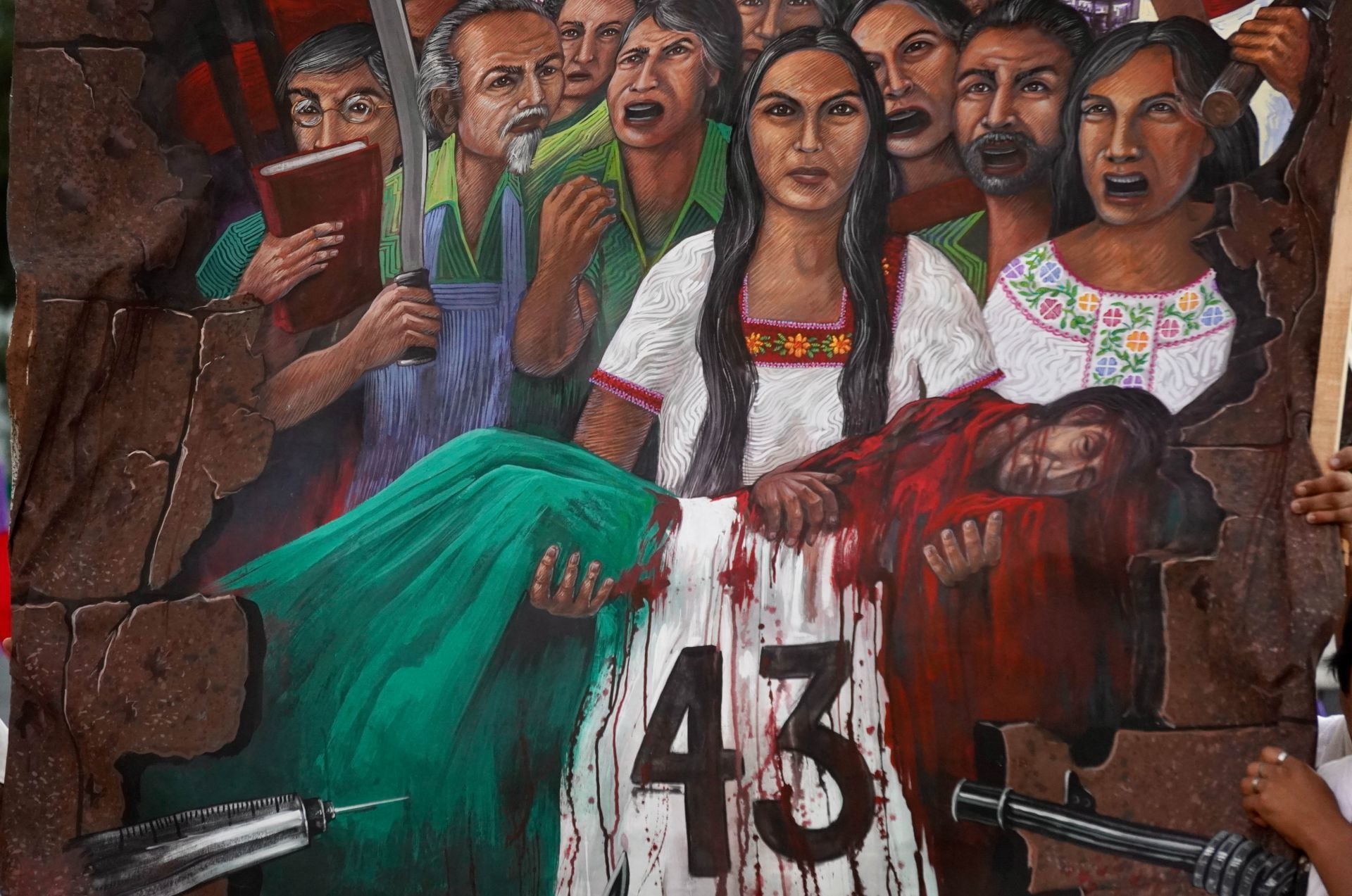 Pintura alusiva a los 43 normalistas de Ayotzinapa