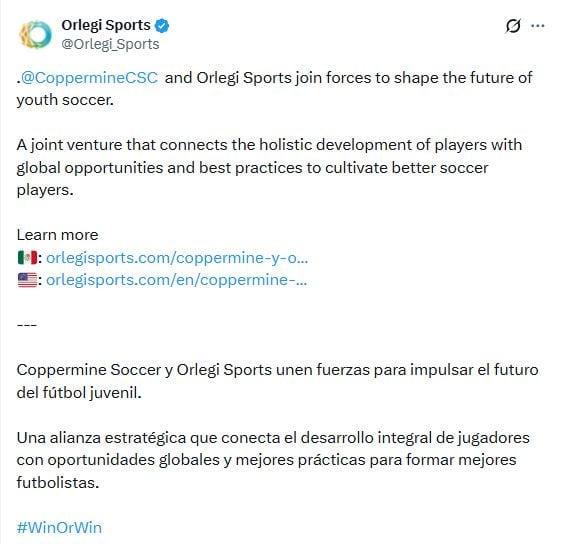 Orlegi Sports y Coppermine se unen para formar a los futbolistas del futuro.