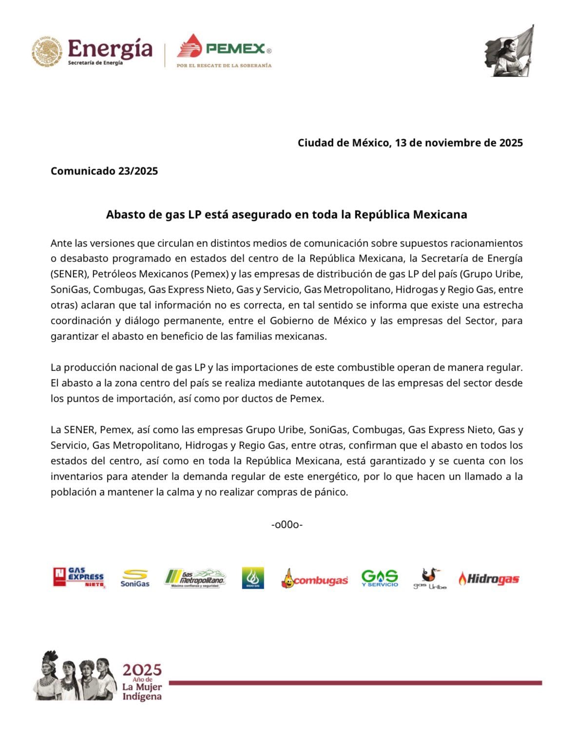 Pemex asegura abasto de gas LP en todo el país tras alerta de racionamiento