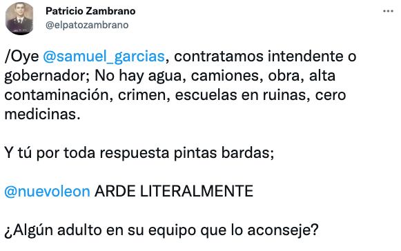 Pato Zambrano critica a Samuel García