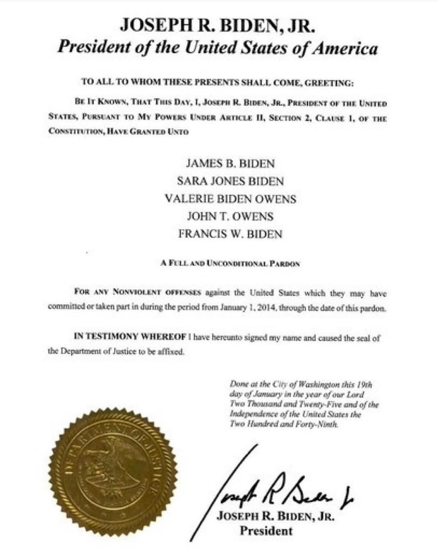 ¿Por qué Joe Biden perdonó a toda su familia por posibles delitos?