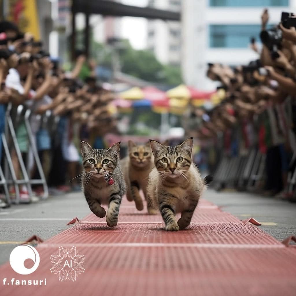 Carrera de gatos hechas por imágenes por inteligencia artificial