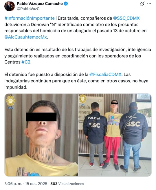 Detienen a segundo implicado en asesinato de David Cohen