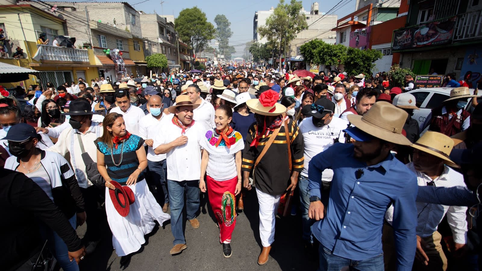 Claudia Sheinbaum en la representación de la Batalla de Puebla del Peñón de los Baños