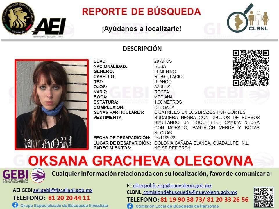 Reporte de búsqueda de Oksana Gracheva en 2022