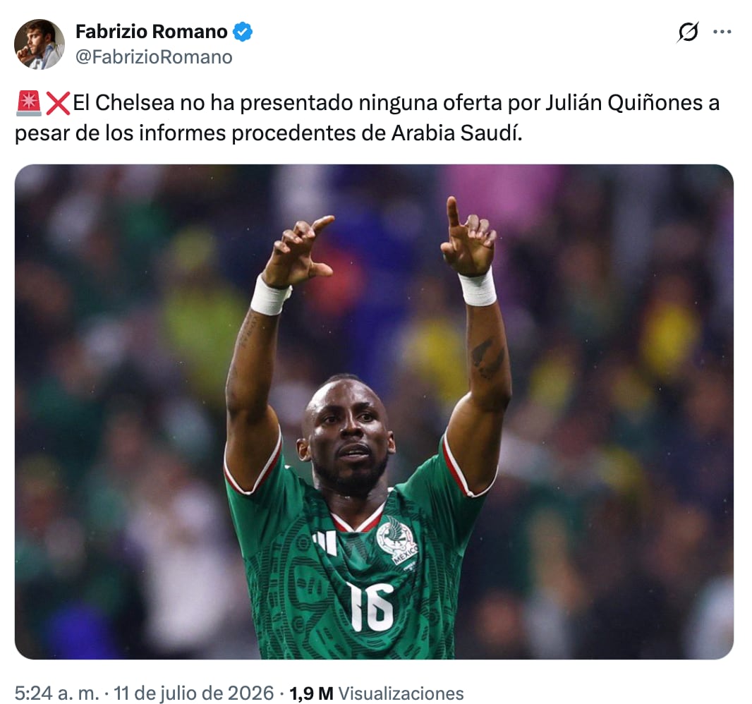 Desmienten oferta del Chelsea por Quiñones